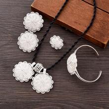 1套經典銀色新娘珠寶套裝，包含吊墜、項鍊、耳環、手鏈；婚禮禮品 - 銀色 - 查看 5