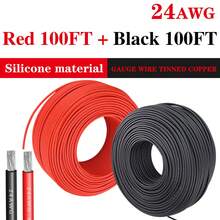 24 AWG 1 And 2pcs -Duty Silicone Wire Hook Up Cables -High-Temperature Resistant, Tinned Copper, Black And Red Perfect For DIY Applications Low Voltage Cord In Wall Audio Speaker Wire Cable Speaker Wire Cable Stereo, Car Or Home Theater