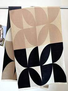1pc Women's Geometric Floral Jacquard Color Block Faux Cashmere Warm Scarf, Elegant Aristocratic Style Scarf Shawl For Autumn/Winter, Suitable For Daily Matching, Dates, Gatherings, Parties, Outdoor Activities, Commuting
