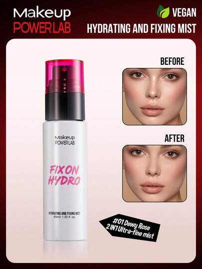Misslyn Makeup POWER LAB HYDRATING AND FIXING MIST, Hydrating And Fixing Spray, 2 In 1 Spray, Long-Lasting Makeup, Hydrating, Ultra Fine Mist, Glow Finish, Rose Scent, Soothing And Lightweight, Non-Cakey, Barrier Repair, Fine Face Mist With Hyaluronic Acid, Multifunctional Use, Skin Refreshing