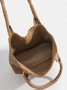 手工编织单肩腋下包女2025新款时尚百搭大容量托特包母子包