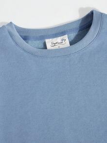 休闲印花卫衣，街头风男士宽松圆领卫衣，牛仔蓝，加厚保暖，适合春秋季穿着 - 牛仔藍 - 查看 6