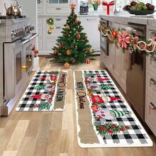 Covorașe de Crăciun 1/2 buc, covorașe de bucătărie cu model clasic colorat de brad de Crăciun și pitici de Crăciun, potrivite pentru băi, bucătării și spălătorii, covorașe de bucătărie de zi cu zi, materiale de înaltă calitate, articole de sărbători sezoniere, articole esențiale pentru sărbători