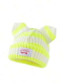 1pc Women's Fashionable Car Embroidered Ear Flap Knitted Hat, Suitable For Daily Wear And Travel In Autumn And Winter,School - D - Xem 11