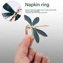 4/6/12/20/24pcs Elegant Dragonfly Napkin Rings - Deep Green And Gold Embellished Tabletop Decoration, Suitable For High-End Party Decoration In Formal Occasions, Weddings, And Restaurants. Match With Napkins, Placemats, Table Flags, Natural Inspiration Design, Metal Crafts, Dining Table Accessories, Christmas Decoration Supplies
