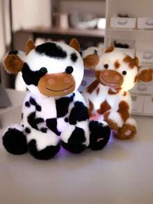 LED 发光奶牛毛绒玩具 - 柔软可爱的毛绒动物，配有发光灯，黑白斑点奶牛设计，是送给年轻人的完美夜灯和可爱的礼物，有 11.8 英寸和 9.84 英寸尺寸可供选择，年轻人夜灯 | 发光玩具 | 发光功能，奶牛礼物 - 彩色 - 查看 7