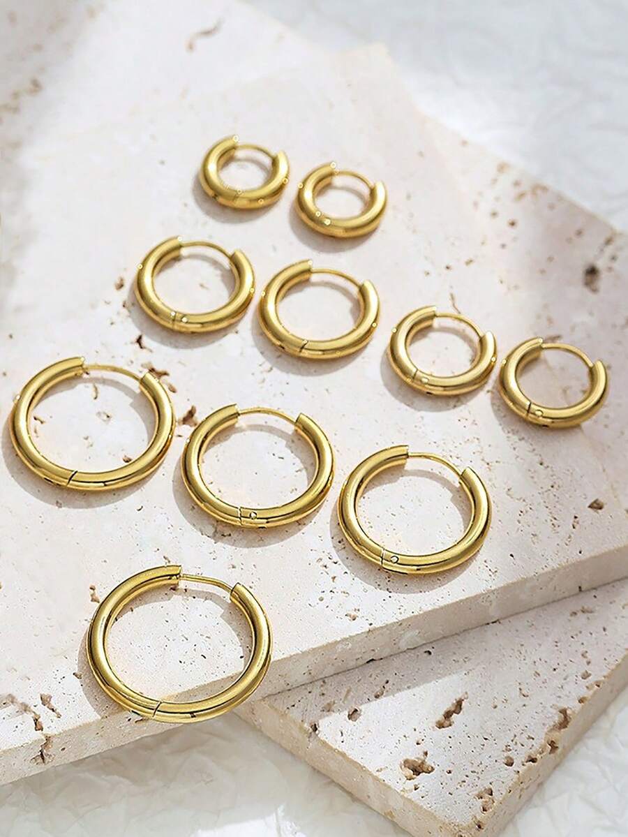 6PCS/Set 8mm/10mm/12mm/14mm/16mm/18mm Round Circle Stainless Steel Small Hoop Earrings For Women Cartilage Ear Piercing Jewelry