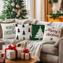 4pcs Simple Christmas 4-Piece Set, Single-Sided Printed Throw Pillow Cover 45*45cm - Multicolor - View 9