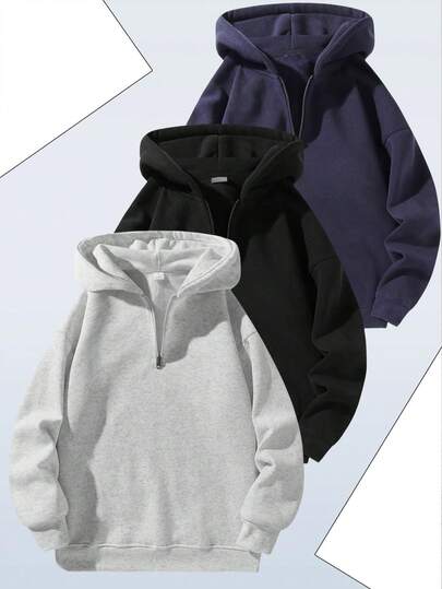 Men's Fashion Printed Half-Zip Gray Sweatshirt, Suitable For Outdoor Activities Like Walking, Kicking Grass, Fishing, Warm,Fleece