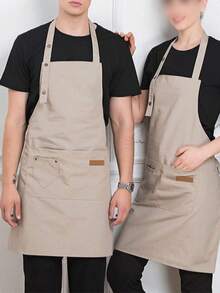 1 pièce Tablier de cuisine en canevas épais, respirant et résistant à l'huile pour la maison, le restaurant, imperméable et résistant à l'huile, vêtement de travail, supermarché, salon de thé au lait, café, salon de manucure, couleur aléatoire haute beauté anti-salissure à la taille