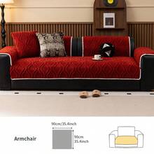 1pc Classic Soft Fleece Anti-Slip Sofa Pad - Suitable For Dogs, Plush, Universal - Sofa Cover For Bedroom, Office, Living Room Decor - Red - View 12