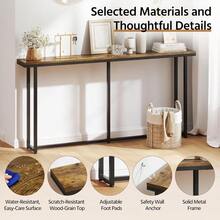 Narrow Console Table With Sturdy Metal Ame 63 Inch Extra Long Entryway Sofa Table For Behind Couch Hallway Living Room Ric Brown - 鄉村棕色 - 查看 6