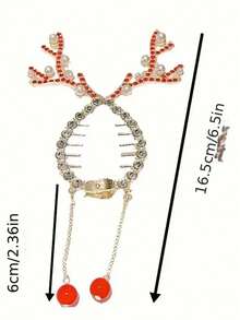 1 pieza Clip para el cabello con borla de cuerno de ciervo de cristal, adecuado para mujeres, regalo para vacaciones y Año Nuevo - Multicolor - Ver 10