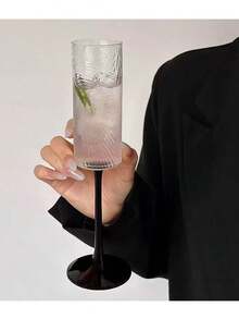 Straight Stem Cocktail Glass, Black Stem, Creative Atmosphere Wine Glass, Stylish Personalized Glass Cup, Juice Cup, Ins Style High-Quality Glass Cup, Fruit Tea Cup, Soda Beverage Bubble Water Cup, Cocktail Glass, Christmas Party Supplies, Family Dinner