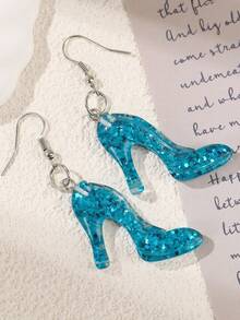 A Pair Of Crystal Shoes For Princesses, Resin Earrings, Princess Dresses, And Cute Party Decoration Accessories