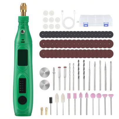 1 set di utensili rotanti wireless verdi con 105 pezzi di accessori - mini smerigliatrice ideale per incisione, taglio, foratura, lucidatura, pulizia, artigianato e progetti fai-da-te
