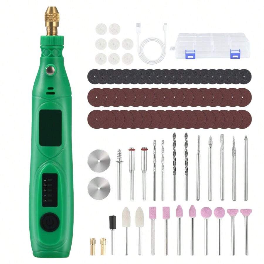 1 set di utensili rotanti wireless verdi con 105 pezzi di accessori - mini smerigliatrice ideale per incisione, taglio, foratura, lucidatura, pulizia, artigianato e progetti fai-da-te