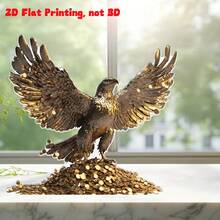 Decoración de escritorio de águila dorada estilo bohemio en 2D - Impreso en 2D con base, decoración del hogar con tema animal para sala de estar, dormitorio, oficina, cocina - Regalo ideal para familia y amigos, pieza de arte elegante, diseño de plumas delicado, 2D plano