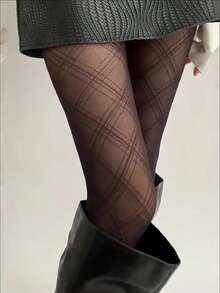 Women's Diamond Plaid Stockings, Spring And Summer Thin Black Stockings ( Thin Version) - Multicolor - View 5