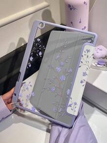 这款精美可爱的卡通紫色花草双面彩绘亚克力透明水晶背壳具有防震功能，适用于 iPad 第七代、第八代（10.2 英寸）和第十代。它内置笔槽，支持睡眠唤醒功能/多种折叠支架方式。这些都是绝佳的万圣节和新年礼物。 - 彩色 - 查看 8