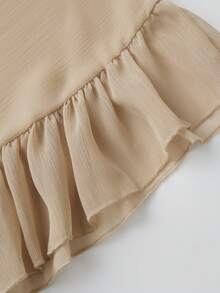 Womens Y2K Lace Patchwork Frill Poncho Tops Solid Color See Through Batwing Sleeve V Neck Ruffle Hem Loose Fit Sheer Mesh T Shirts Blouses Boho Peplum Shawl Shirts Summer Going Out Tops Beach Cover Up Vacation Streetwear - 淺灰色 - 查看 8