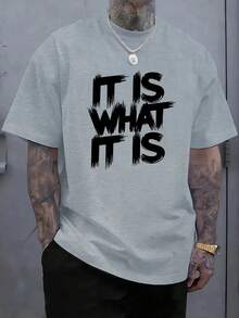 1 Pcsit Is What It Is Men's Red Graphic T-Shirt-Casual Short Sleeve Round Neck, Eye-Catching Declaration Printing, Four Seasons Comfortable Machine Wash Style, Simple Fit Top 180G 100% Cotton - (紅色) - 查看 7