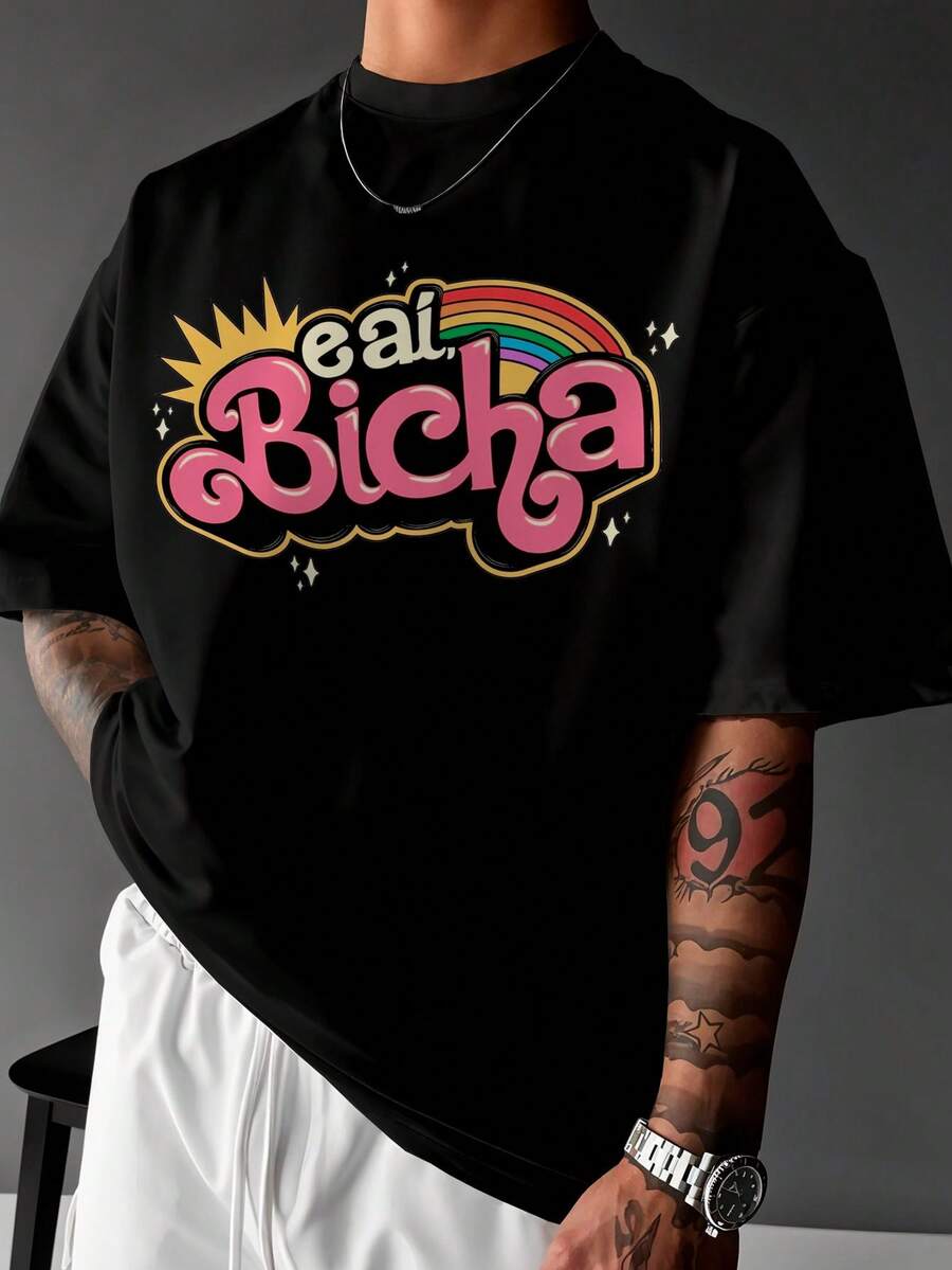 Basic T-Shirt EAI Bicha LGBT Premium Unisex Ref-3695 - 黑色 - 查看 1