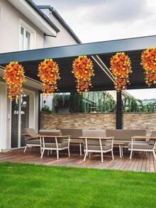 4pcs/2pcs/1pc Artificial Hanging Flower Plants Yellow And Orange For Outdoor Decoration, Simulation Silk Morning Glory With Eucalyptus UV Resistant Lifelike Vines, Suitable For Wall, Home Porch, Patio, Balcony, Courtyard Indoor Decoration, Halloween Decoration, Fall Decoration