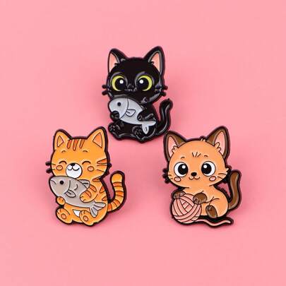 Insignia de esmalte con diseño de gato, prendedores para solapa, insignias para mochilas, broches de mujer, regalos de joyería, accesorios de moda