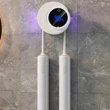 Disinfect Toothbrush Holder, Bathroom Toothbrush Holder, With USB Charging, UV Toothbrush Holder, Dual Card Slots, Wall Mounted, No Drilling, Suitable For Bathroom Storage Accessories, Suitable For Any Size Of Toothbrush - Nhiều màu - Xem 9