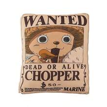 Miniso One Piece Classic Series - 16 - Inch Chopper Throw Pillow - Made Of Soft And Skin - Friendly Fabric, With Realistic Wanted Poster Pattern, Super Comfortable Cushion For Watching TV On The Sofa (1 PC)