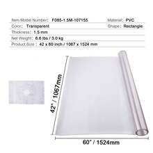 Plastic Table Cover, 42 X 60 Inch 1.5 Mm Thick Frosted Table Protector, Rectangle PVC Desk Mat, Waterproof & Easy Cleaning Desk Pad Tablecloth, For Office Dresser Dining Room Table Night Stand - 白色 - 查看 7