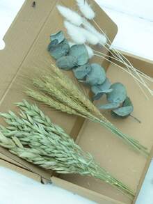 DIY干花套装，包含天然色调和桉树叶，可用于制作DIY干花束、干花花环（包含香蒲、芦苇、灯芯草）