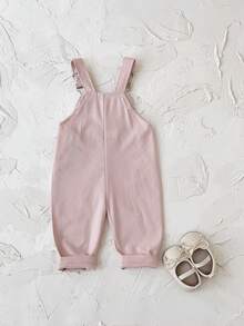 Baby Girls' Casual Allover Embroidered Floral Light Blue Suspender Pants, Summer - Baby Pink - View 9