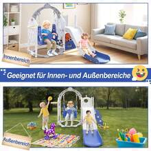 LILIIN 6-In-1 Children's Slide For Toddlers From 1 Year, Indoor And Outdoor, Freestanding Slide Made Of HDPE & PP, With Swing, Climbing Ladder, Storage Space, Basketball Hoop And Play Telescope, Up To 50 Kg - Blue and White - View 8