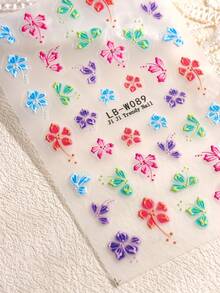 2 pezzi Adesivi per unghie a fiori colorati, decalcomanie per unghie a ibisco 3D autoadesive con motivo a fiori rossi e blu, design per unghie all'ibisco estivo, accessori per manicure tropicali per donne e ragazze