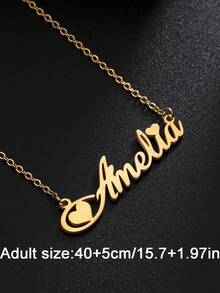 1PC Personalized Boys And Girls Simple DIY Name Stainless Steel Necklace, Custom Crown And Name Pendant Necklace,Customized For Delicate Gift For Kids, Baby Shower,Back To School Gift Ideas Boy Girl Valentine's Day,Kids,Urban Gala,Modern,Colorful,Cute - Gold - View 14