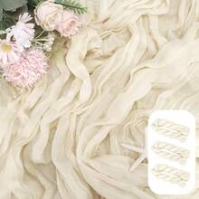 Cheesecloth Bohemian Polyester Table Runners,Pleated Atmospheric Table Runner,Solid Color Table Cover,Holiday Desktop Decoration Fabric Table Runner,Home Decoration,Dining Table Decor,Room Decor,Wedding Decor