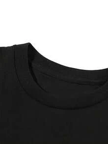 1 camiseta gráfica con estampado digital para mujer cangrejo, pinzas, detallado, texto Camiseta casual de cuello redondo y manga corta. Camiseta de algodón ligera para las cuatro estaciones, lavable a máquina, no lavar en seco. - Negro - Ver 4