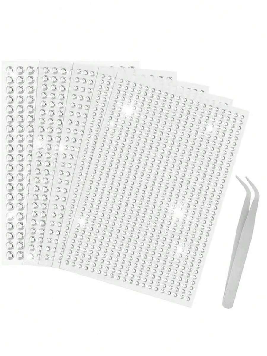 Multi-Size White Rhinestone Stickers, Suitable For Nail Art Decoration, Face, Holiday Decoration, Body Stickers, Versatile Use - White - View 1