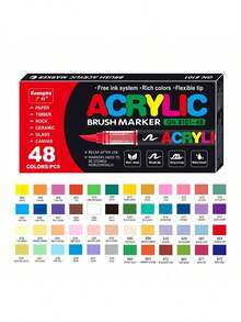 GuangNa 12/24/36/48/60/72/100/120/168/200/240/288 Colors Stylish Liquid Acrylic Marker With Personalized Soft Nib Design Colored Ink Pen For Calligraphy, Drawing And Coloring Essential Watercolor Pen - School Supplies Marker , Back To School Gifts