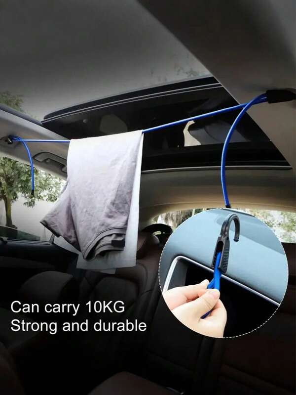 حبل غسيل للسيارة للسفر الخارجي بطول 1.5 متر، حبل مطاطي قابل للتعديل، حبل متعدد الأغراض، خطاف لتخزين الأمتعة في صندوق السيارة للسفر المحمول