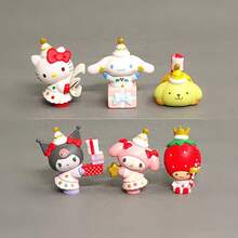 Sanrio 6pcs Christmas My Melody Sanrio Kuromi Cinnamoroll Blind Box Figurines Toys