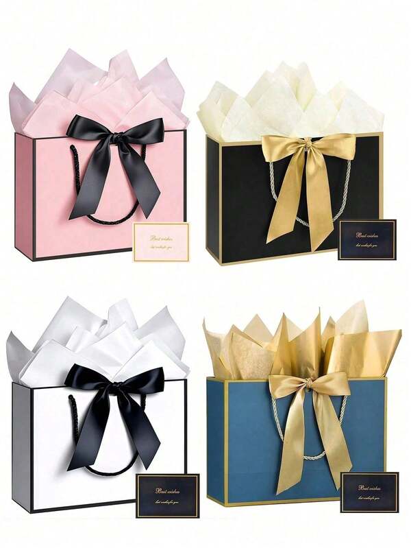 1/2/3 piezas, Bolsas de regalo de papel grandes, vienen con papel de seda y tarjetas de felicitación, Bolsas de regalo del Día de San Valentín, Bolsas de regalo portátiles con asas, Adecuadas para damas de honor, cumpleaños, Día de San Valentín, fiestas de boda, ceremonia de graduación, Día de la Madre