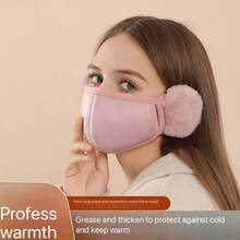 1 buc Mască Unisex de Iarnă, Rezistentă la Vânt (Cu Căști din Fleece pentru Urechi) - Mască de Nas-Gură Respirabilă, Îngroșată, Rezistentă la Praf, cu Jumătate de Față și Căști pentru Urechi, Protecție la Vânt și Frig pentru Ciclism, Mască Respirabilă 3D Unisex la Modă