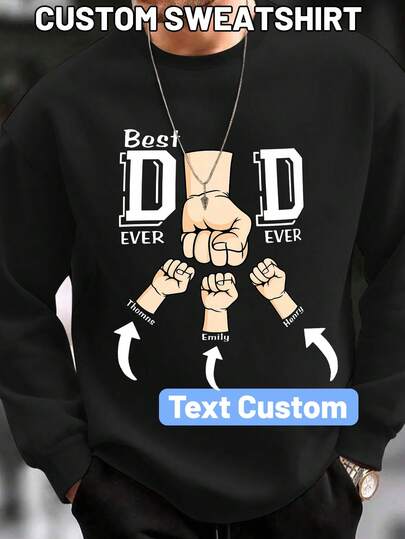 Customized Text Men's Casual Crew Neck Sweatshirt