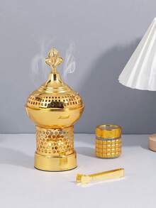 1Pc/1Set Light Luxury Metal Incense Burner, Middle Eastern Arabic Style Bakhoor Burner. Suitable For Home Decoration, Bedroom, Living Room (As Centerpiece), Office, Yoga Studio, Party, Creating An Elegant Atmosphere. It Can Also Be Used For Temple Decoration. This Aroma Burner Is An Ideal Gift For Holidays