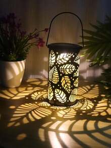 1pc Natural Leaf Carved Hollow Metal Lamp, Projection Effect, Suitable For Christmas, Easter, Parties, Weddings, Picnics, Indoor, Outdoor, Garden, Living Room, Autumn/Winter Decor