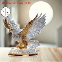 Decoración de escritorio de águila dorada estilo bohemio en 2D - Impreso en 2D con base, decoración del hogar con tema animal para sala de estar, dormitorio, oficina, cocina - Regalo ideal para familia y amigos, pieza de arte elegante, diseño de plumas delicado, 2D plano