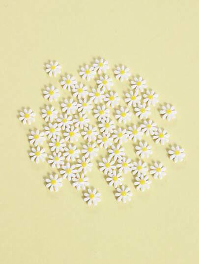 50 حبة من الخرز البلاستيكي الأبيض للزهور لصنع قلادة وسوار وأقراط DIY